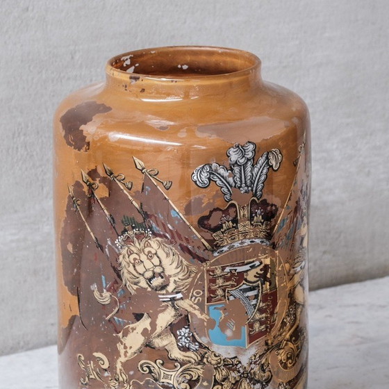 Image 1 of Pair of vintage English glass Apothecary pots