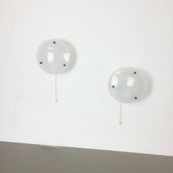 Image 1 of Pair of modernist vintage acrylic and metal sconces, Italy 1950