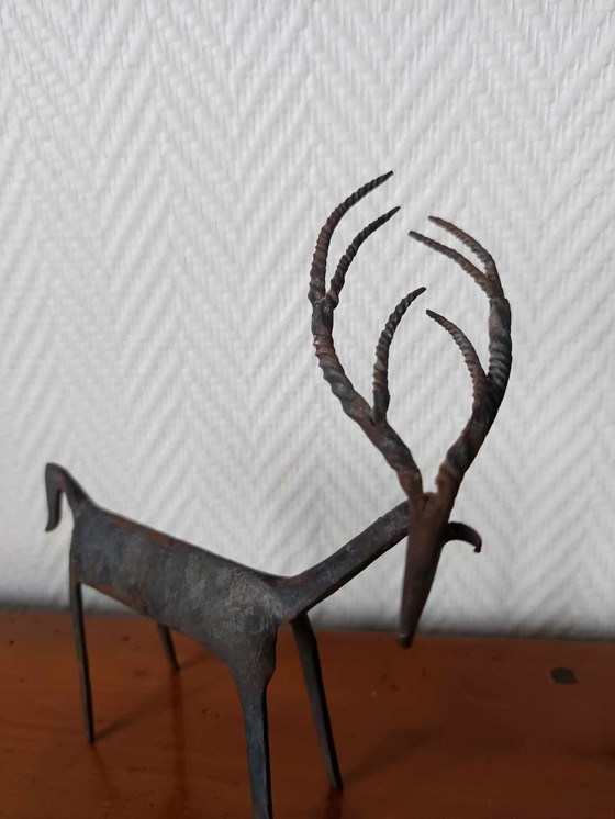 Image 1 of 2 X Metal Deer Candleholders Brutalist Style