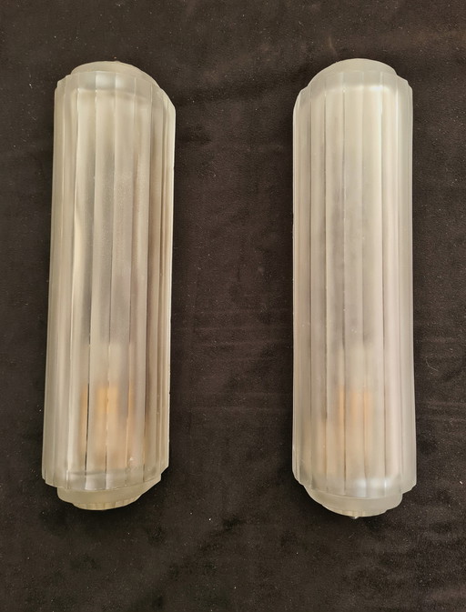 Two French Art Deco Wall Lights Signed: Sabino