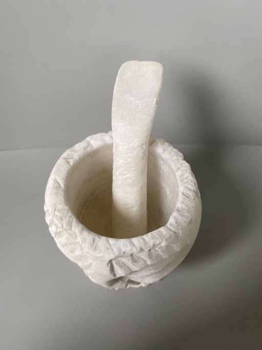 Mortar and pestle in alabaster