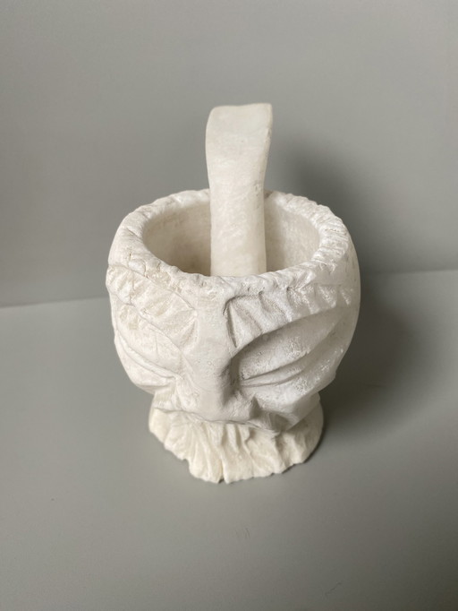 Mortar and pestle in alabaster