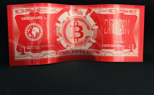 Edenlilas: "Bitcoin Red." Hand-signed, With Coa.