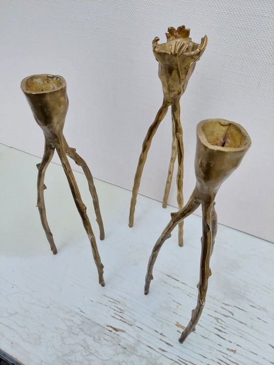 Image 1 of 3x Brutalist candlesticks