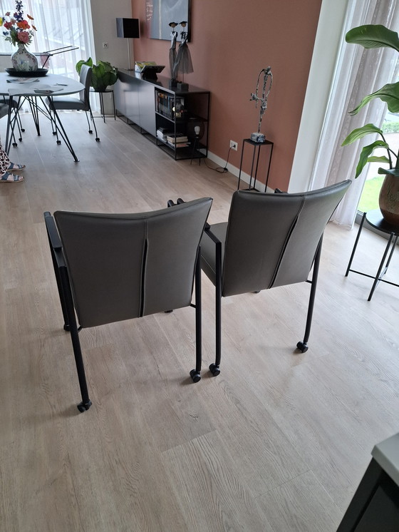 Image 1 of 6 DINING CHAIRS TOPFORM LINA TOLEDO SMOG, FRAME BLACK, CASTERS