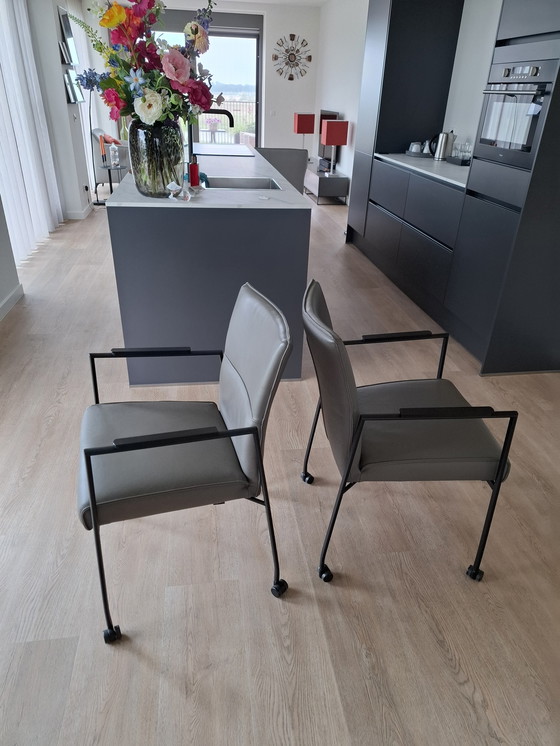 Image 1 of 6 DINING CHAIRS TOPFORM LINA TOLEDO SMOG, FRAME BLACK, CASTERS