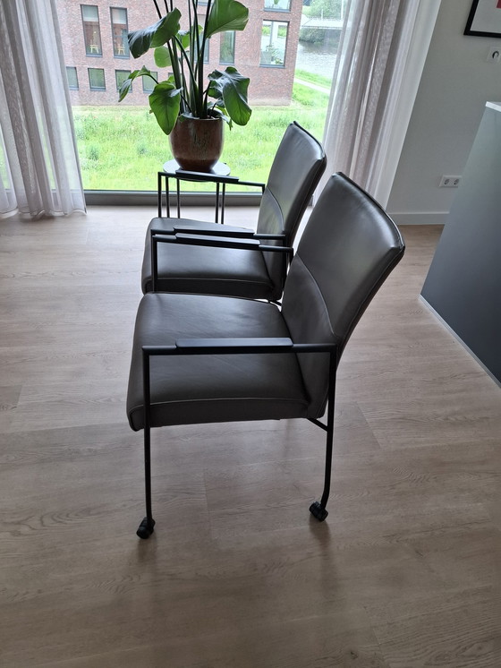 Image 1 of 6 DINING CHAIRS TOPFORM LINA TOLEDO SMOG, FRAME BLACK, CASTERS