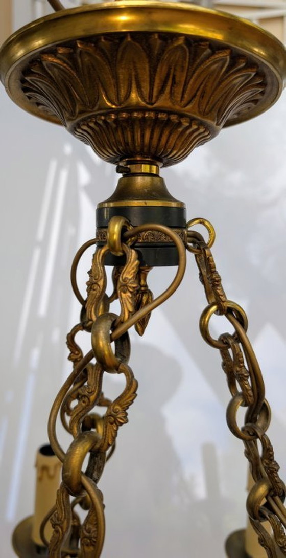 Image 1 of Lucien Gau Empire Crystal and Bronze Chandelier