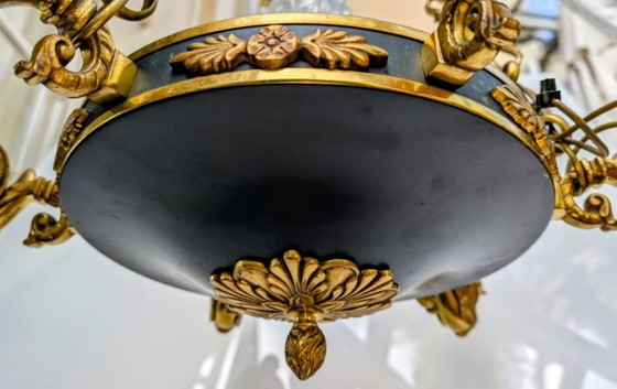 Image 1 of Lucien Gau Empire Crystal and Bronze Chandelier