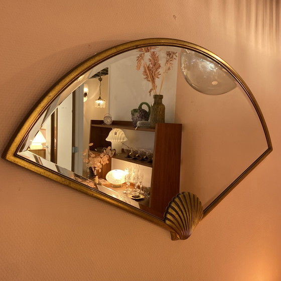 Image 1 of Gold Shell Fan Mirror