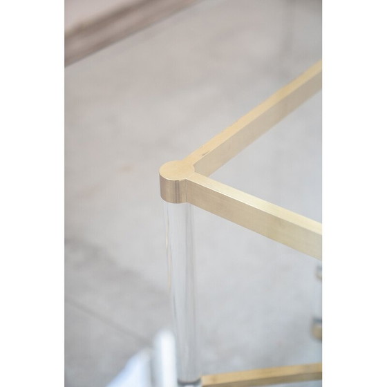 Image 1 of Vintage hexagonal glass and brass table by Sandro Petti for Angolometallarte, Italy 1970