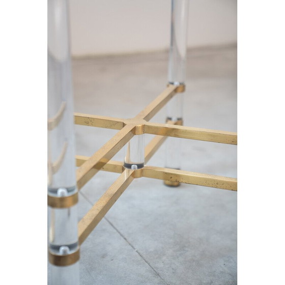 Image 1 of Vintage hexagonal glass and brass table by Sandro Petti for Angolometallarte, Italy 1970