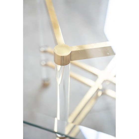 Image 1 of Vintage hexagonal glass and brass table by Sandro Petti for Angolometallarte, Italy 1970