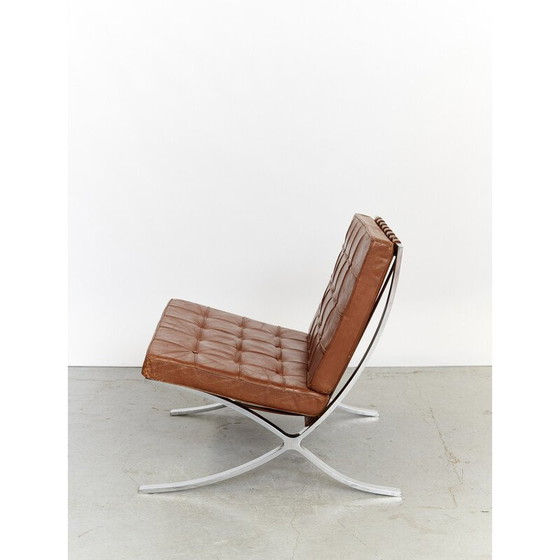 Image 1 of Vintage Mr90 Barcelona armchair and ottoman by Ludwig Mies van der Rohe for Knoll International