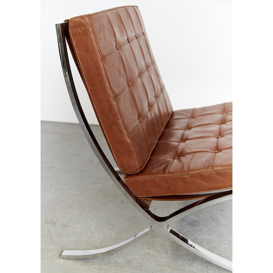 Image 1 of Vintage Mr90 Barcelona armchair and ottoman by Ludwig Mies van der Rohe for Knoll International