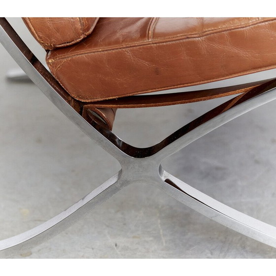 Image 1 of Vintage Mr90 Barcelona armchair and ottoman by Ludwig Mies van der Rohe for Knoll International
