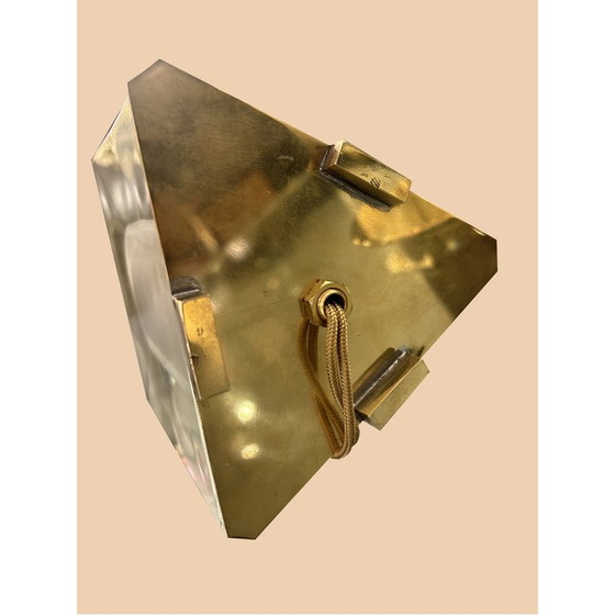 Image 1 of Coppia di lampade triangolari vintage in ottone lucido di Alessandro Mendini, 1970