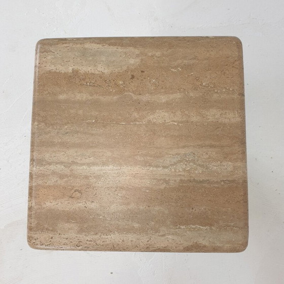 Image 1 of Set di 3 tavolini da caffè vintage in travertino, Italia 1980