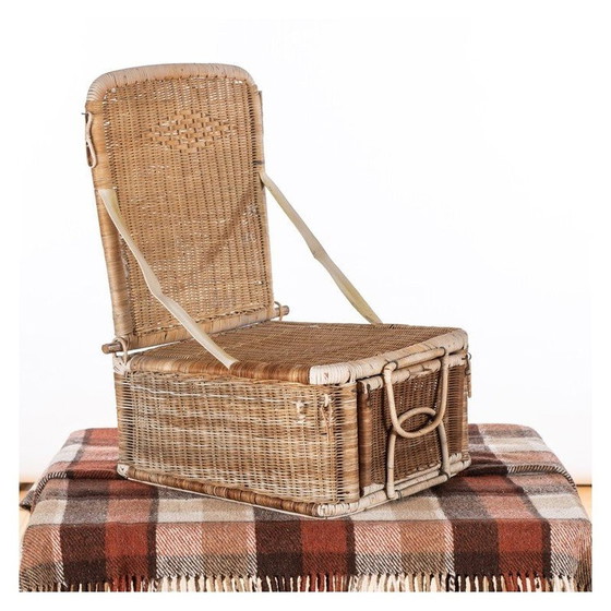 Image 1 of Vintage wicker picnic basket and seat, 1950s
