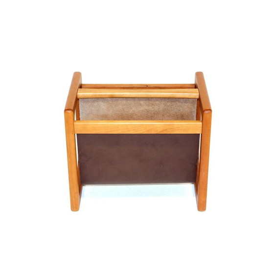 Image 1 of Vintage leather magazine rack by Aksel Kjersgaard, Denmark 1960