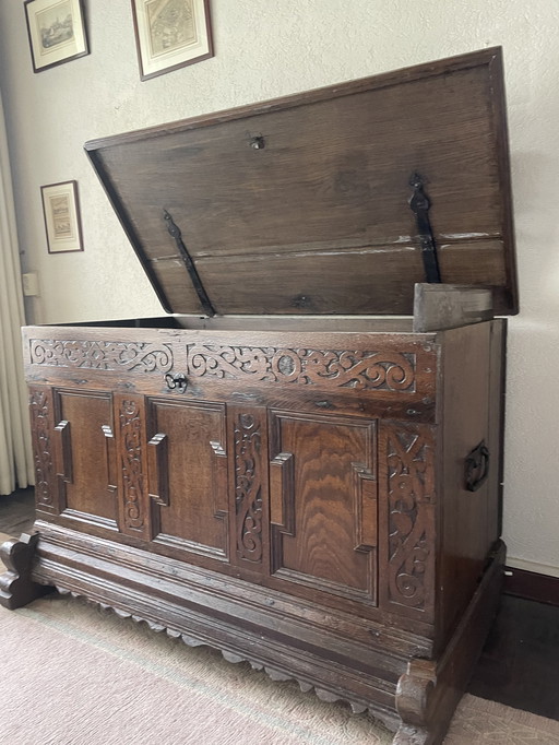 Antique Dutch Blanket Chest On Legs