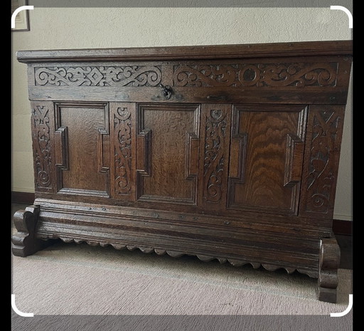 Antique Dutch Blanket Chest On Legs