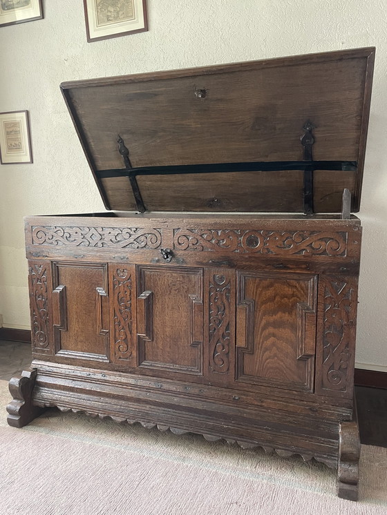 Image 1 of Antique Dutch Blanket Chest On Legs