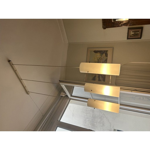 Vintage pendant lamp in lined opaline glass with 3 globes, 1965