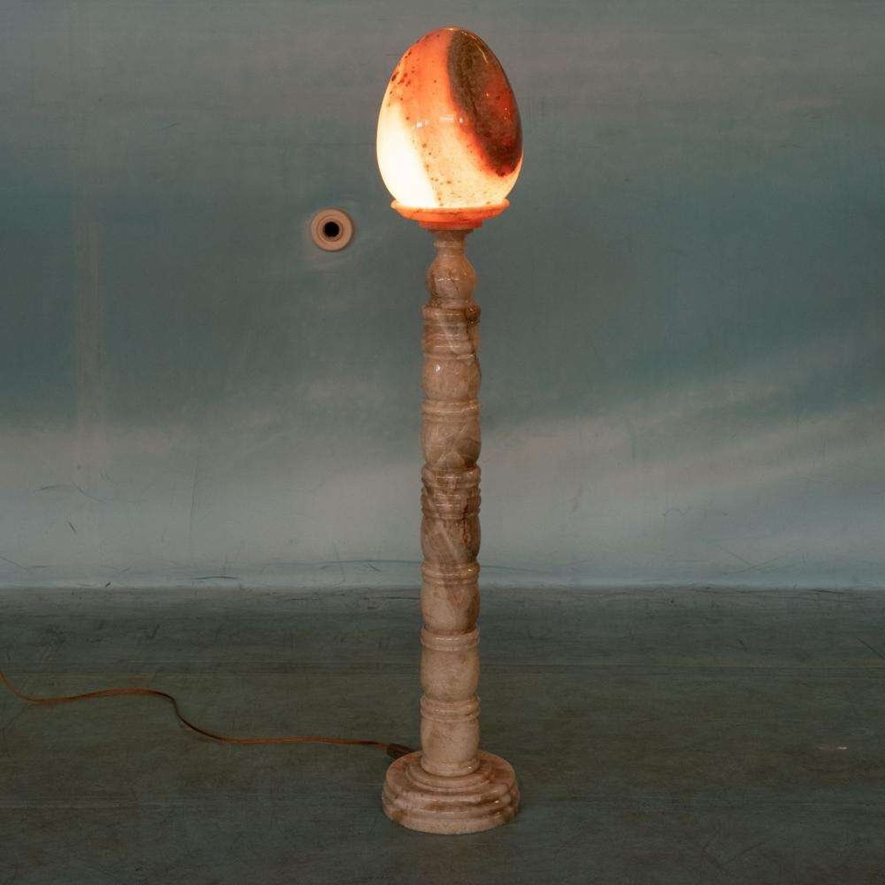 Vintage stone floor lamp egg shape large alabaster floor lamp 821.43 Whoppah