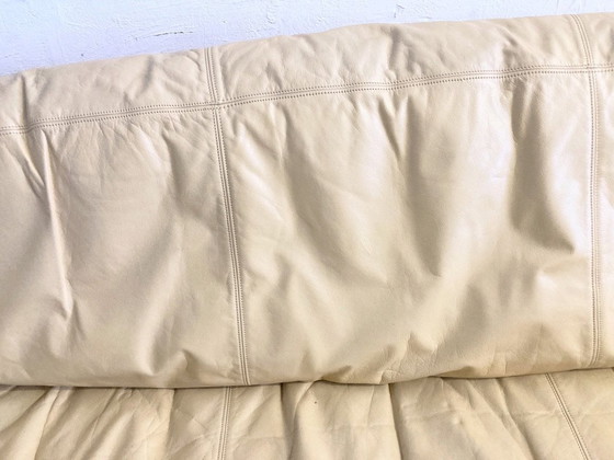 Image 1 of Three-seater sofa travertine leather design Burkhard Vogtherr For Hain&Thome 80s