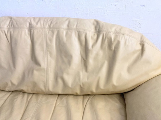 Image 1 of Three-seater sofa travertine leather design Burkhard Vogtherr For Hain&Thome 80s