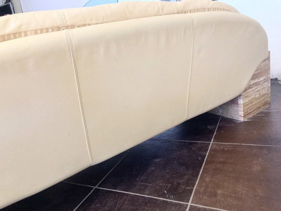 Image 1 of Three-seater sofa travertine leather design Burkhard Vogtherr For Hain&Thome 80s