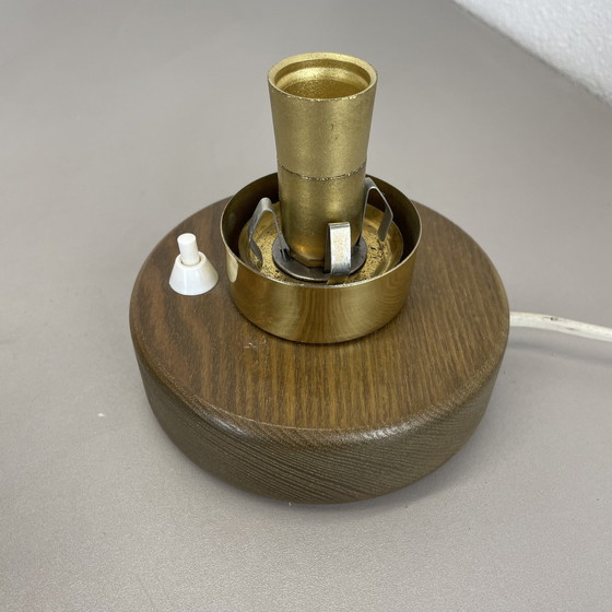 Image 1 of Juego de dos lámparas de mesa de madera de roble y bola de cristal de Temde Lights, Alemania, década de 1970