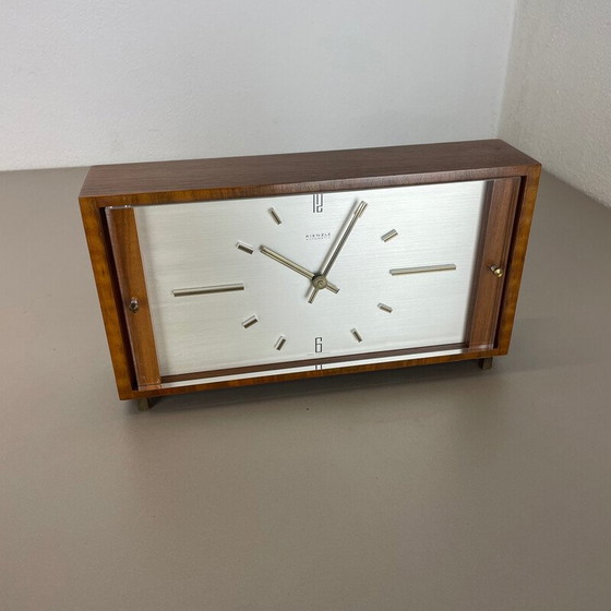 Image 1 of Orologio da tavolo vintage in legno Hollywood Regency di Kienzle, Germania anni '60