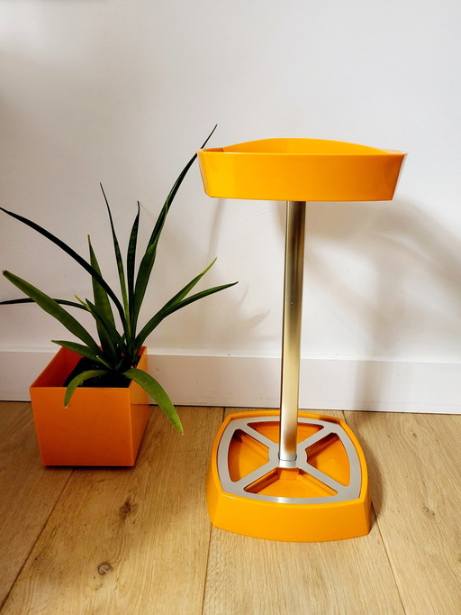 Space Age Umbrella Stand Or Stand, Orange, Plastic And Metal, 1970s Or 80s