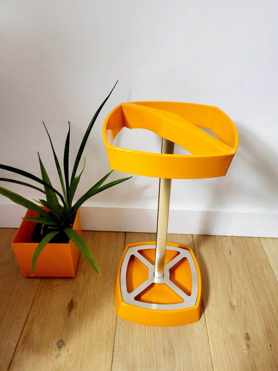 Image 1 of Space Age Umbrella Stand Or Stand, Orange, Plastic And Metal, 1970s Or 80s