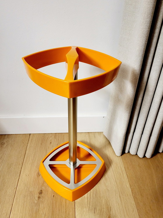 Image 1 of Space Age Umbrella Stand Or Stand, Orange, Plastic And Metal, 1970s Or 80s