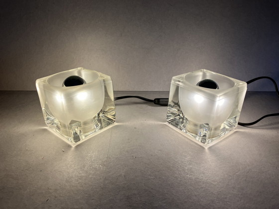 Image 1 of Peil & Putzler ice cube set of 2 glass design table lamps