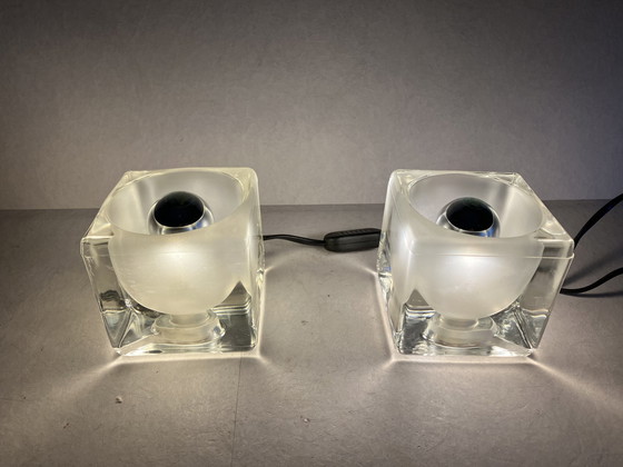 Image 1 of Peil & Putzler ice cube set of 2 glass design table lamps