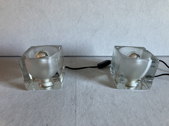 Image 1 of Peil & Putzler ice cube set of 2 glass design table lamps