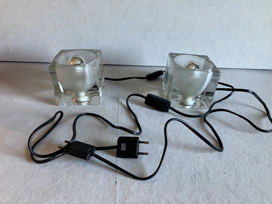 Image 1 of Peil & Putzler ice cube set of 2 glass design table lamps