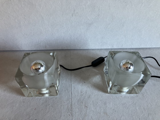 Image 1 of Peil & Putzler ice cube set of 2 glass designer table lamps