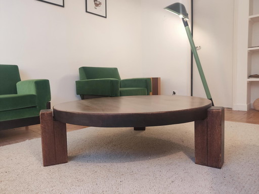 Circular Tripod Oak Coffee Table