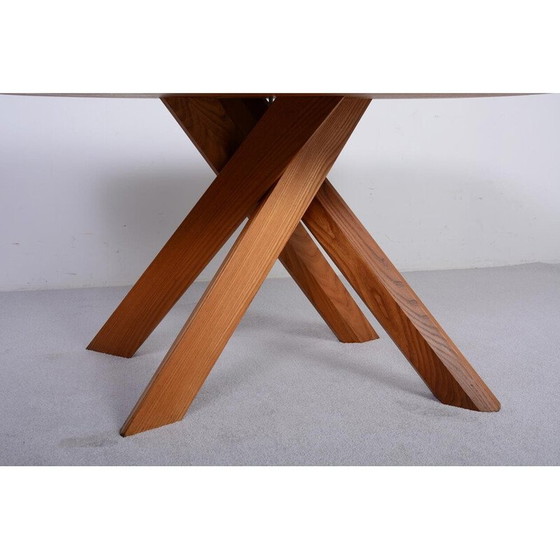 Image 1 of Vintage Aban T35A table in solid elm by Pierre Chapo