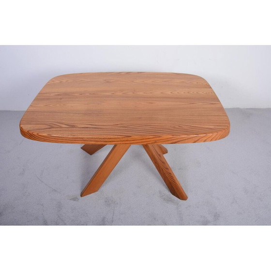Image 1 of Vintage Aban T35A table in solid elm by Pierre Chapo