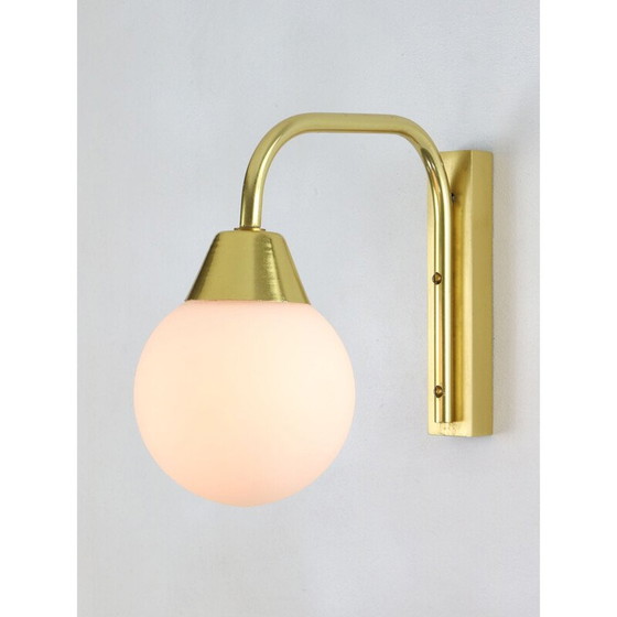 Image 1 of Mid century Italian golden and opaline wall lamp