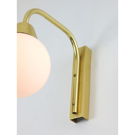 Image 1 of Mid century Italian golden and opaline wall lamp