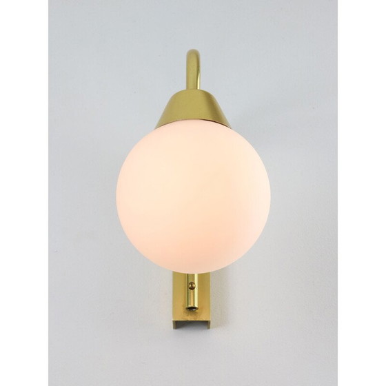 Image 1 of Mid century Italian golden and opaline wall lamp