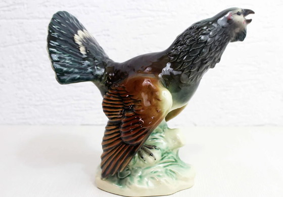 Image 1 of Figurine de coq de bruyère ou de grand tétra en céramique 1970