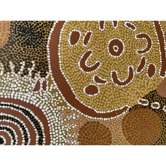 Image 1 of Pintura aborigen antigua "Loro verde soñando" de Rachael Nabaljari, 1985